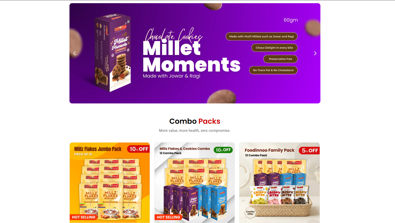 Foodinnoo website products page