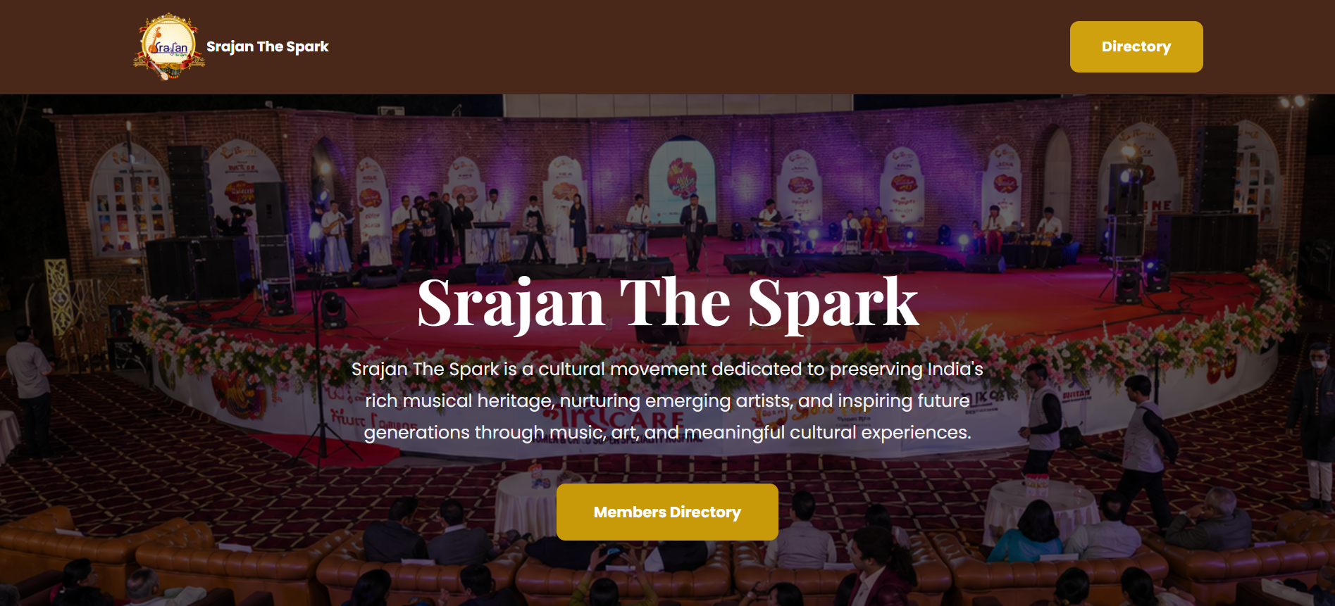 Srajan The Spark website experience screenshot