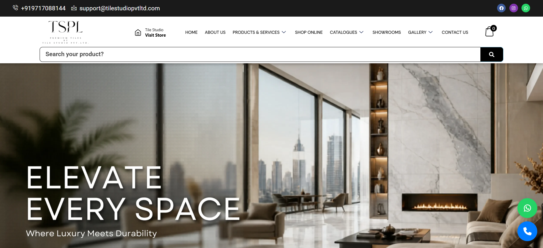 Tile Studio website homepage screenshot
