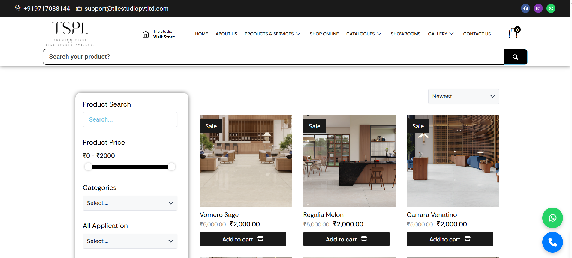 Tile Studio product or collection page screenshot