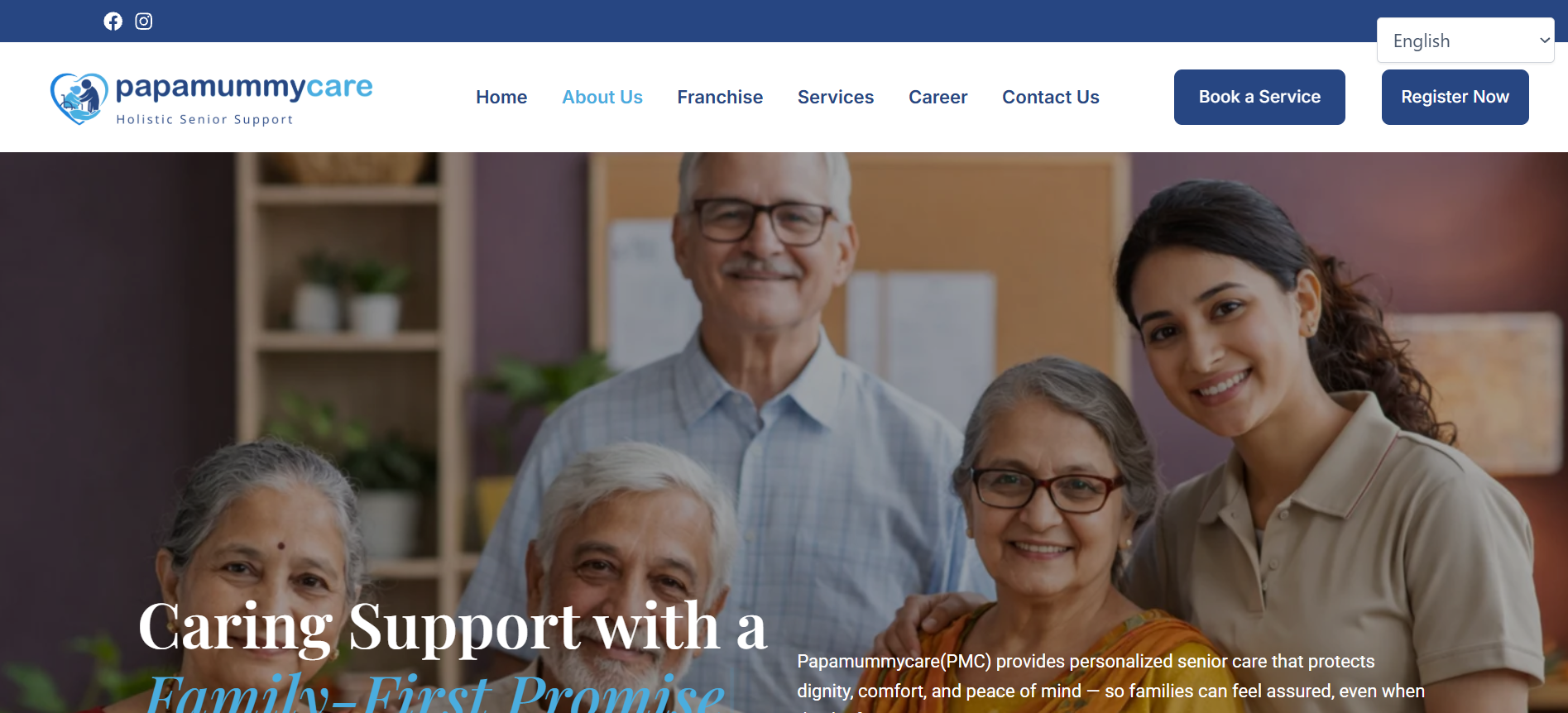 PapaMummyCare website about page screenshot